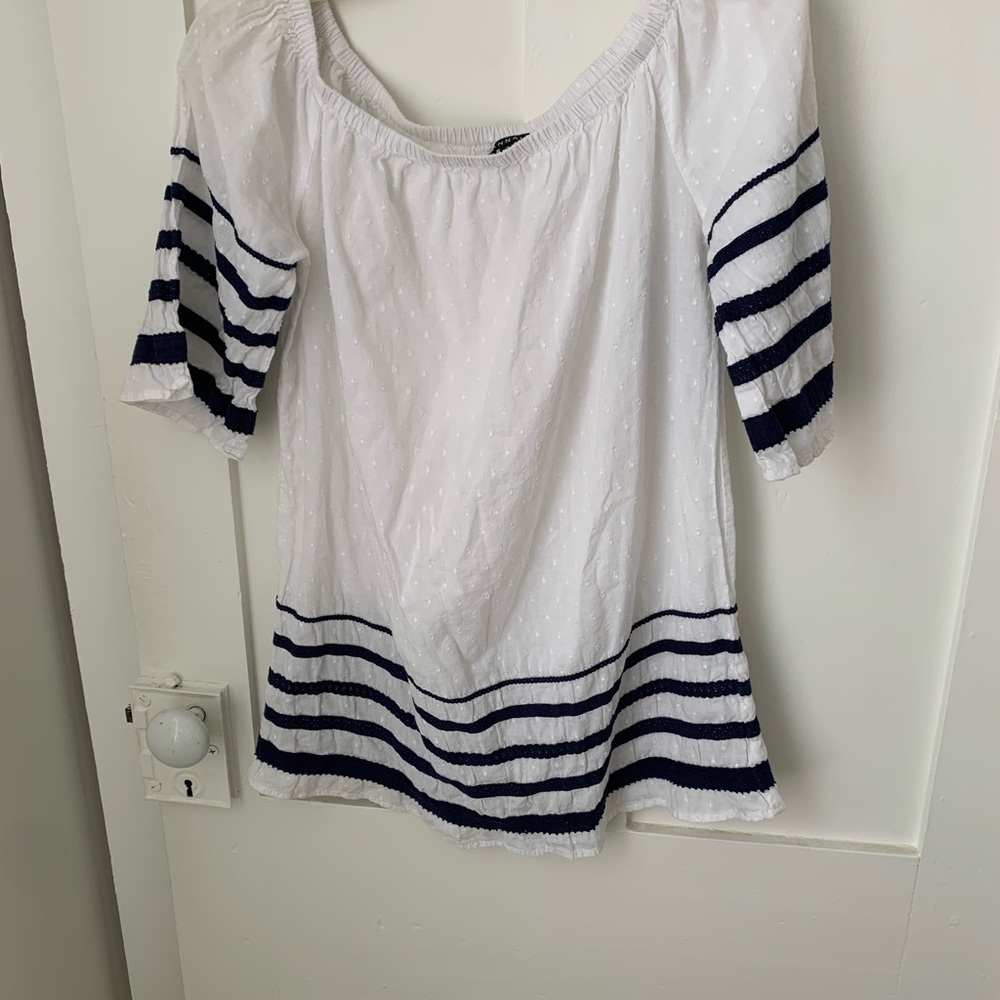 Hannah White and Navy Striped Blouse